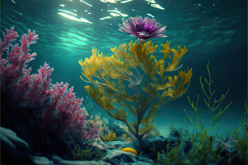 Obraz na płótnie Canvas a wonderful water world with herbs, Generative Ai