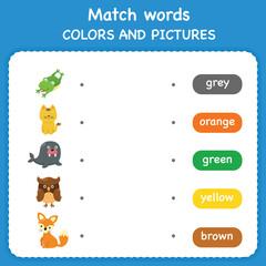 Trace and match words with pictures. Educational worksheet for preschool