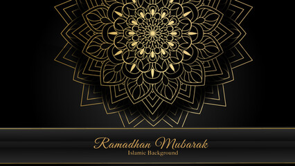 Eid Mubarak greeting background design with gold element.