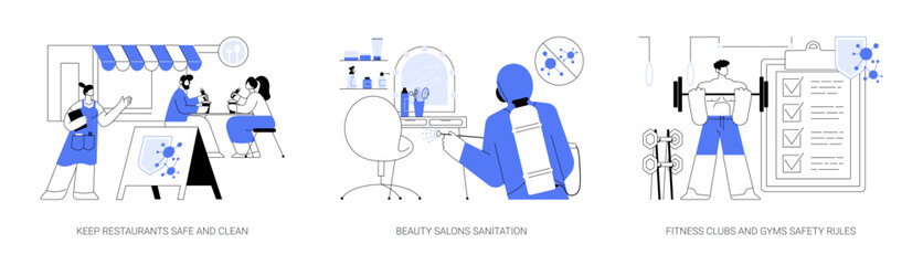 Business safety rules abstract concept vector illustrations.