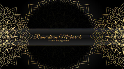 Eid Mubarak greeting background design with gold element.