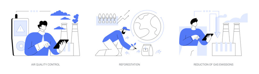 Containment of global warming abstract concept vector illustrations.