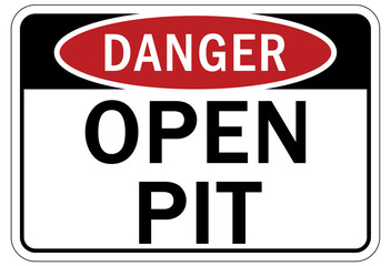Fototapeta premium Open trench and pit sign and labels