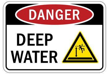 Open trench and pit sign and labels deep water