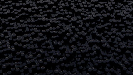 3D Futuristic circles dark black background Abstract geometric grid cylinder pattern.