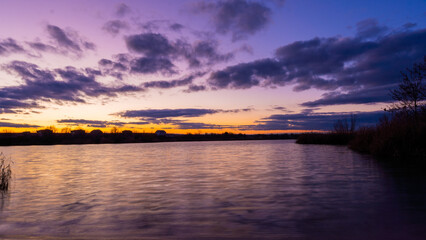 colorful sunset by the lake