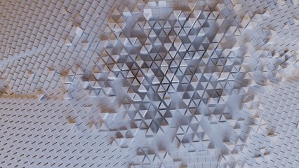 3D Futuristic triangles white background Abstract lowpoly geometric grid pattern