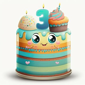 cute pudding cake for joyful birthday celebration with generative ai technology
