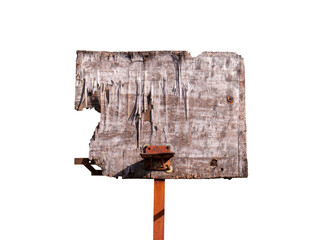 Heavy wearied and damaged wooden plank basketball backboard front zombie apocalypse view isolated