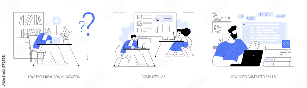 Wall mural computer skills requirement abstract concept vector illustrations.