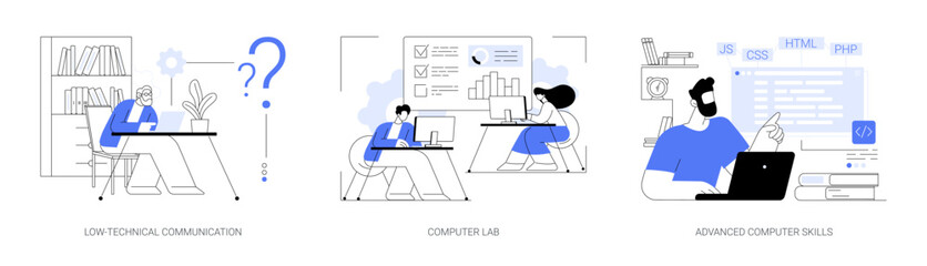 Computer skills requirement abstract concept vector illustrations.