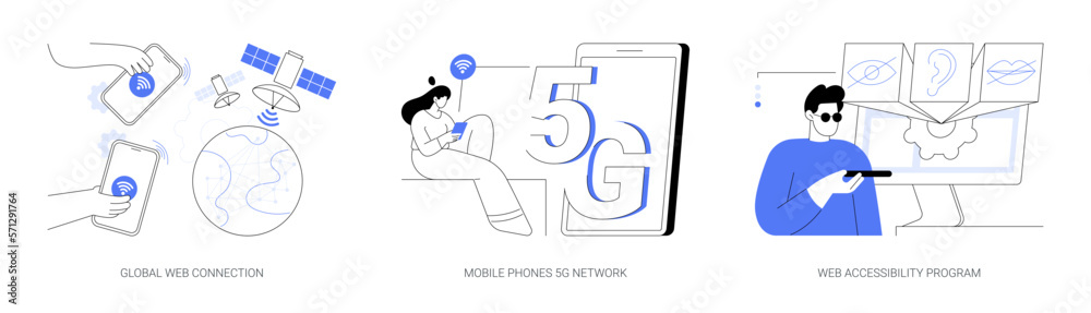 Wall mural global network communication abstract concept vector illustrations.
