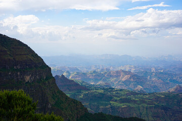 Obraz premium Panoramic view of valley landscape in the Simien Mountains Ethiopia, Africa