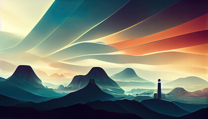 Space, science fiction, future. Vector retro illustrations of astronaut, galaxy, planet, moon, space objects for poster, background or cover. Generative Ai