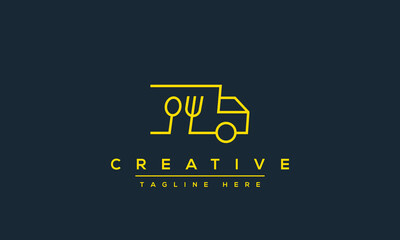 Food truck logo template. Street food vector design. Retro food truck logotype