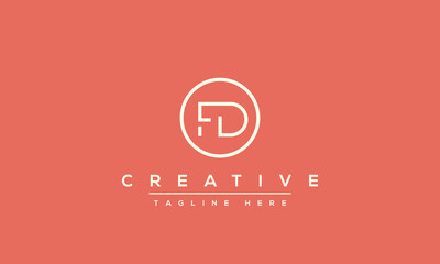 Letter FD logo design, Minimalist Abstract Initial letter FD logo