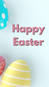 Happy Easter Greeting. text festival in the Christian calendar, spring religious traditional holiday concept, decorative animated lettering  festive greeting card motion background

