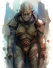 watercolor portrait of an orc paladin | AI Generated
