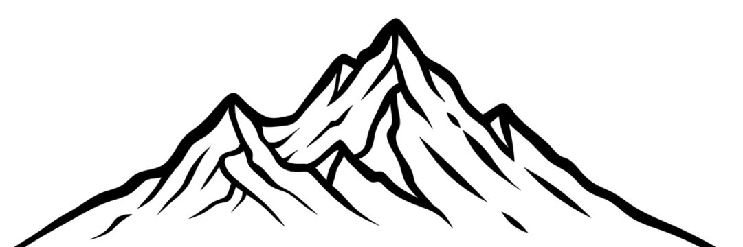 Mountain logo. Painted mountains. Mountain peaks.