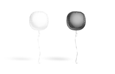 Blank black and white balloon square corners mockup, front view © Alexandr Bognat