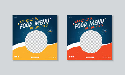 Food menu social media post restaurant business marketing or web banner template design with instagram food promotion banner template