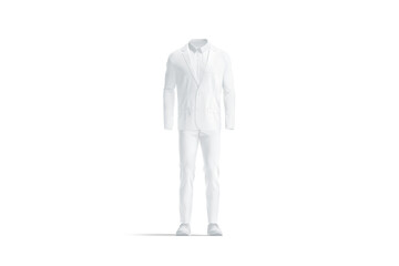 Blank white casual shirt, blazer, pants and shoes mockup, isolated
