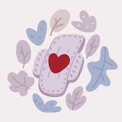 Vector illustration of sanitary napkin or pads with wings. Feminine hygiene Menstrual blood absorbers for day and night.