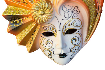 golden venetian carnival mask on transparent background