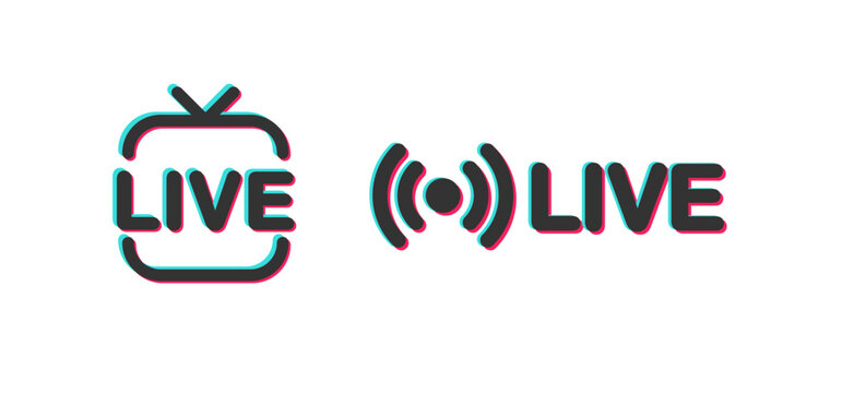 Live streaming in social media icon. Online stream symbol on digital platforms.