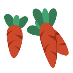 Set with three flat carrots. Cartoon vector illustration.