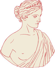greek woman sculpture, antique classical sculpture, ancient sculpture, hand drawn, boho colors, classical sculpture, modern style, vector