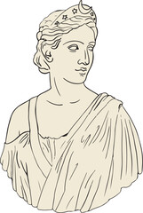 greek woman sculpture, antique classical sculpture, ancient sculpture, hand drawn, boho colors, classical sculpture, modern style, vector