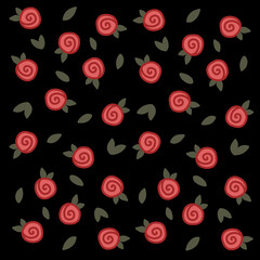 Black red pattern floral