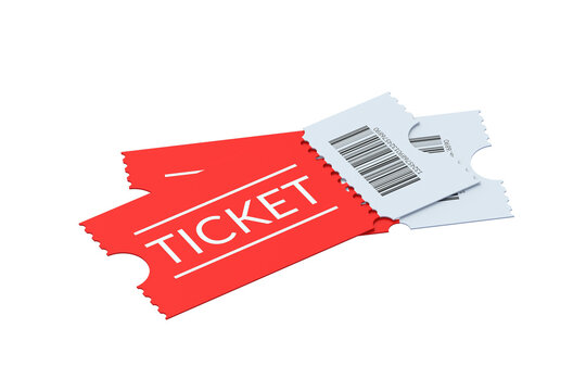 Two tickets isolated on white background. 3d render