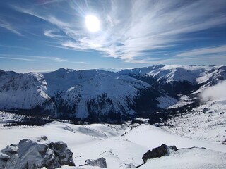 snow covered mountains