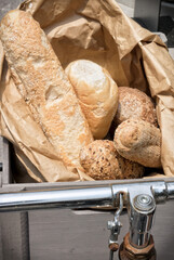 Delivery of fresh bread with bicycle