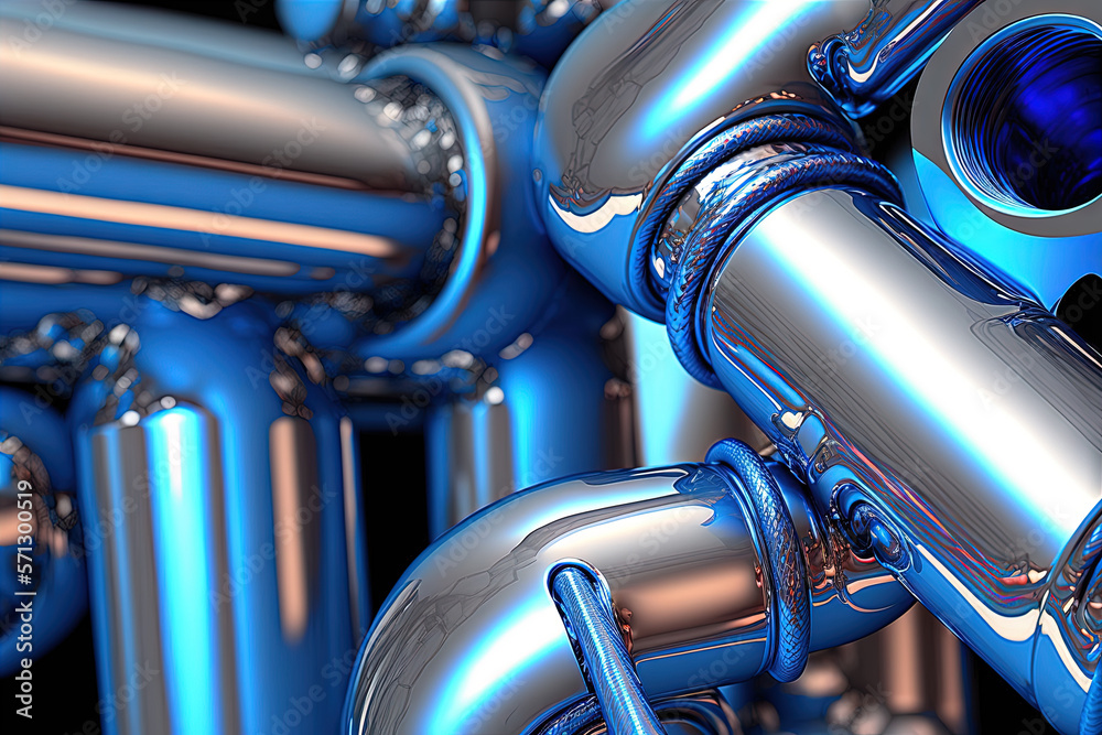 Aufkleber abstract chrome pipes composition. industry themed background with shiny metallic connected pipes. g