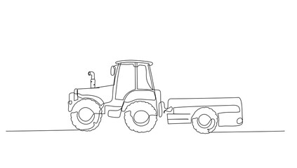 Continuous line art or One Line drawing of tractor for vector illustration, business transportation. heavy equipment vehicle construction concept. graphic design modern continuous line drawing - obrazy, fototapety, plakaty