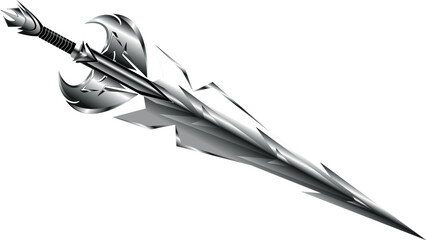 The mighty, sharp steel sword made from the cold steel of the meteorite is admirable.