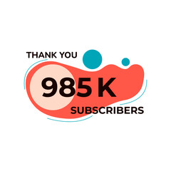THANK YOU 985K FOLLOWERS CELEBRATION TEMPLATE RED COLOR DESIGN VECTOR GOOD FOR SOCIAL MEDIA, CARD , POSTER