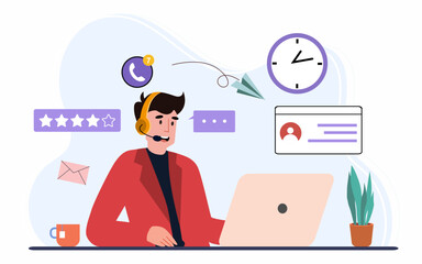 Customer care support concept, Online global technical support.