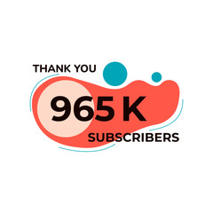 THANK YOU 965K FOLLOWERS CELEBRATION TEMPLATE RED COLOR DESIGN VECTOR GOOD FOR SOCIAL MEDIA, CARD , POSTER