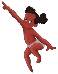 black baby dancing Sticker t-shirt cloth mug design Baby illustration child with eyes character cute little kid in diaper happy childhood small little vector babies newborn