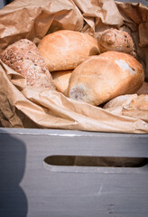 Delivery of  fresh bread with copy space
