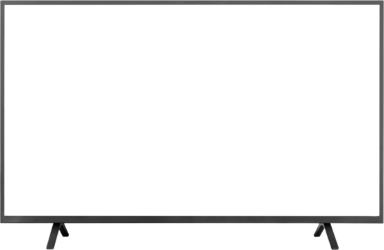 White screen LED TV television isolated on white background