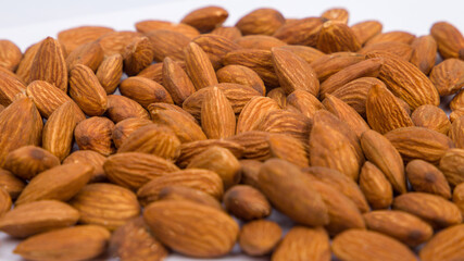 heap of almond nuts close-up