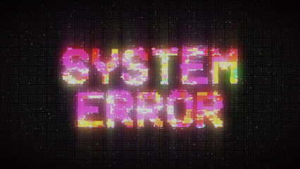 System error glitch text. Distorted text Noise texture