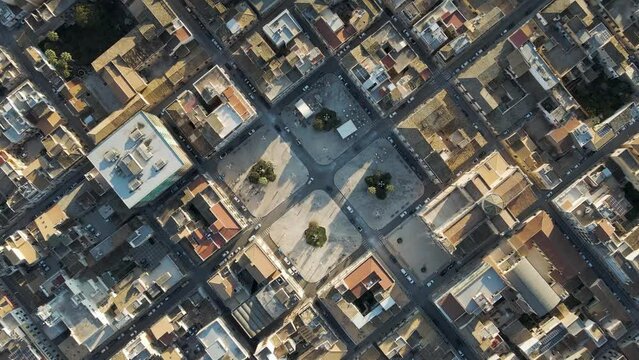 Aerial View Of Avola Main Square, A Small Town In Syracuse, Sicily, Italy.