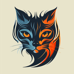  Face of a cat that can be used as a logo, icon or avatar. It is a simple, minimalist, and abstract design that captures the essence of a cat while also being unique and playful. 