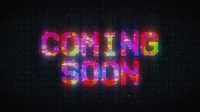 Coming soon text with glitch effect